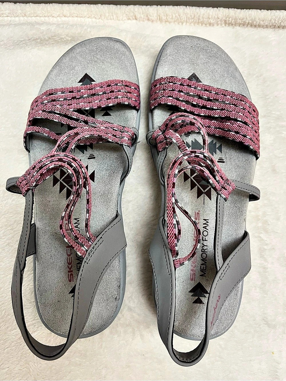 Skechers Reggae Strappy Sandals Gray & Pink Size 7 - Picture 3 of 12